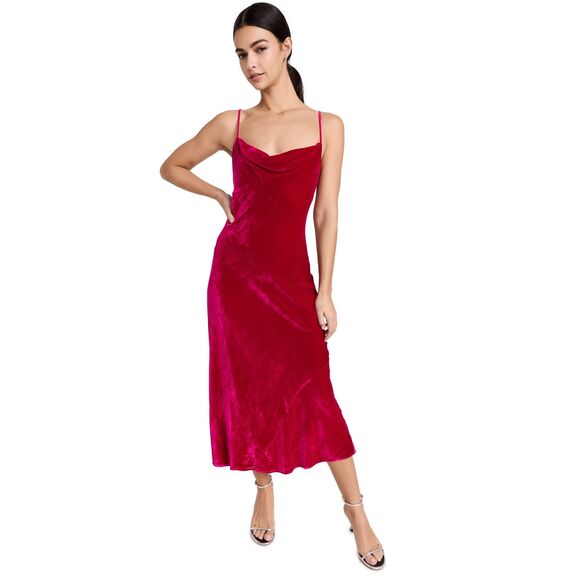 Reformation Salamanca Rhubarb Velvet Dress - Picture 1 of 11